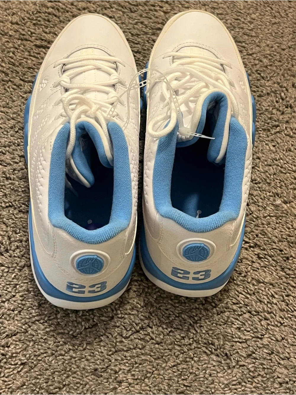 AJ 9 University blue Jordan Men's golf shoes White and Light Blue